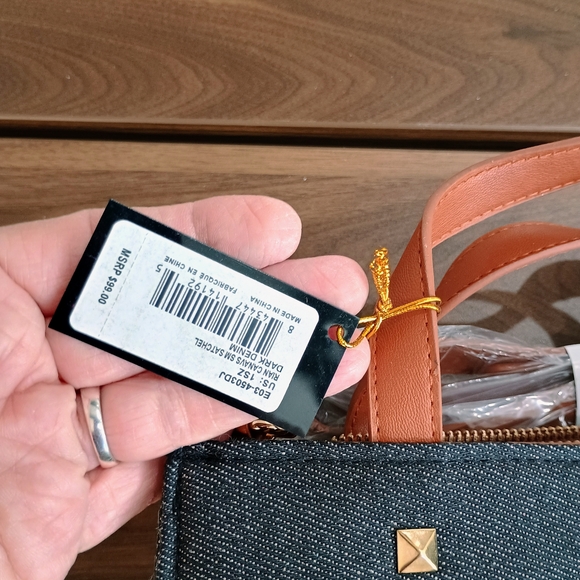 bebe Dark Denim and Tan Mini Bag - Picture 2 of 7